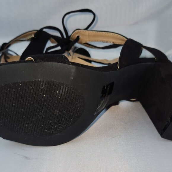 Charlotte Russe, block heels, slingback black, velvet, strappy, lace up, size 11 - Picture 11 of 15